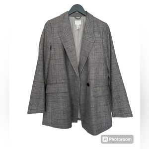 H&M EUC Grey Plaid Oversized Blazer